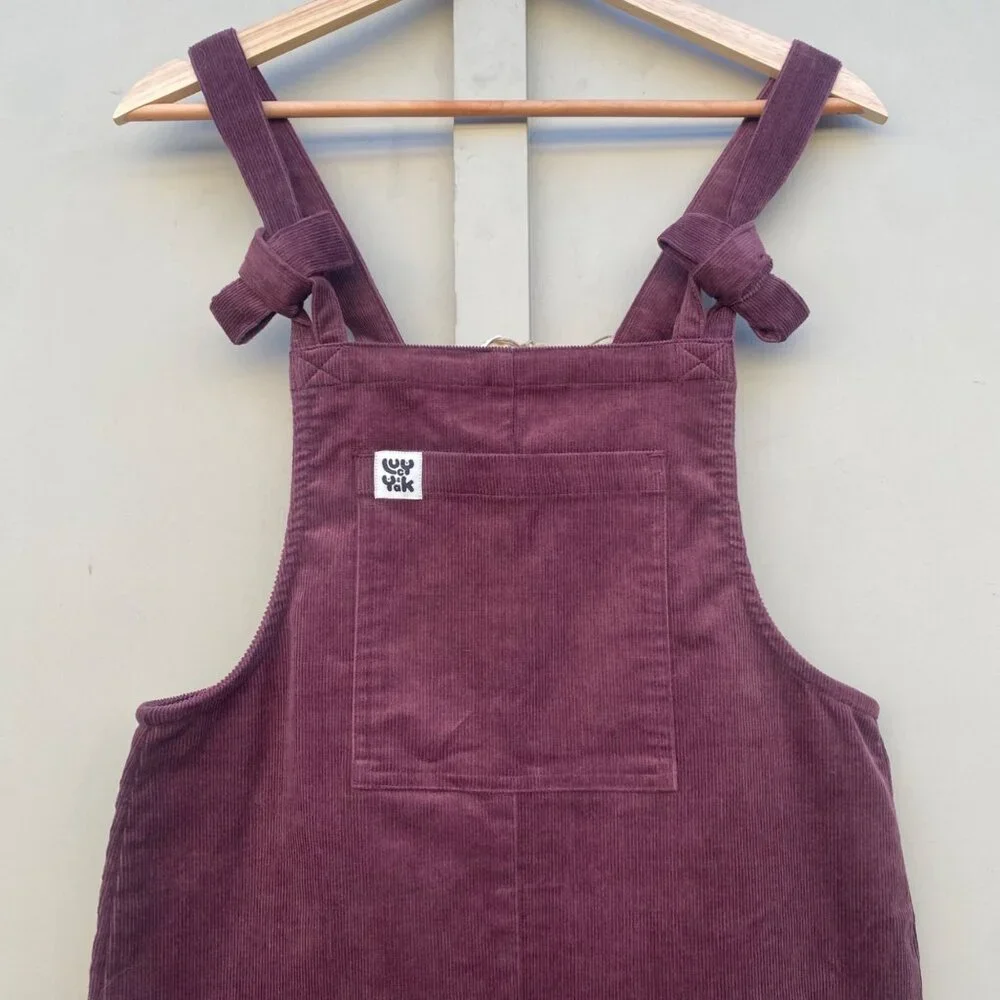 NWT Lucy & Yak Original Dungaree Bib Overalls Corduroy Dark Plum Purple - Picture 2 of 9